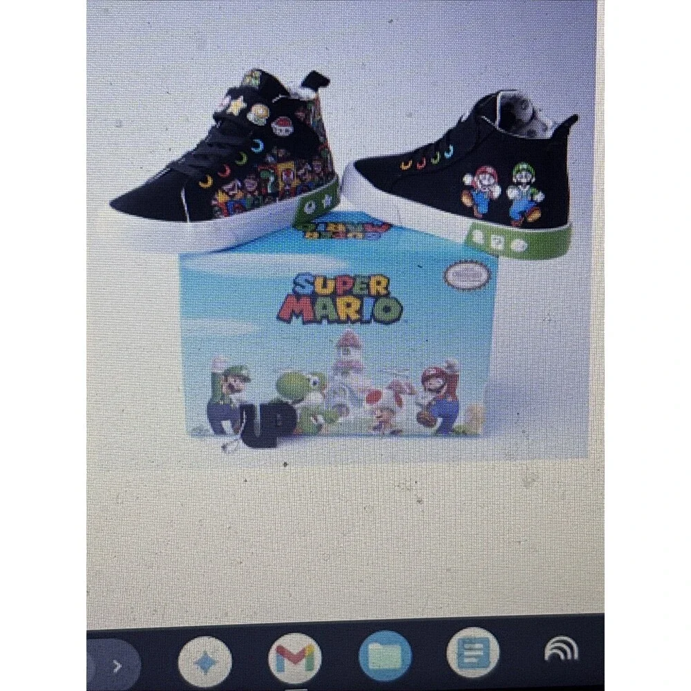 Nintendo Super Mario Bros Mario Luigi High Top Sneakers Kids Size 3. Ground Up